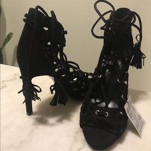 NWT Zara black gladiator heels sandal Size 37 6.5